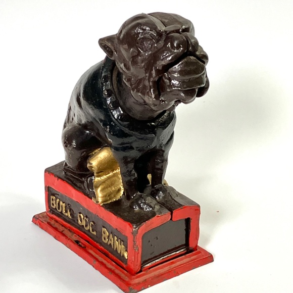 Vintage Cast Iron Bull Dog Mechanical Bank  - Book Of Knowledge - Picture 5 of 15